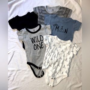 (5) Yoga sprout onesies, size 3-6m